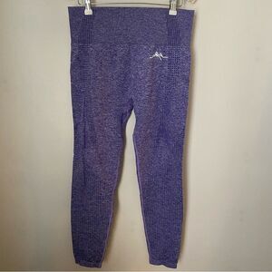 Rocky Gains Leggings Purple Ribbed Athletic Athleisure Workout Comfy Stretchy